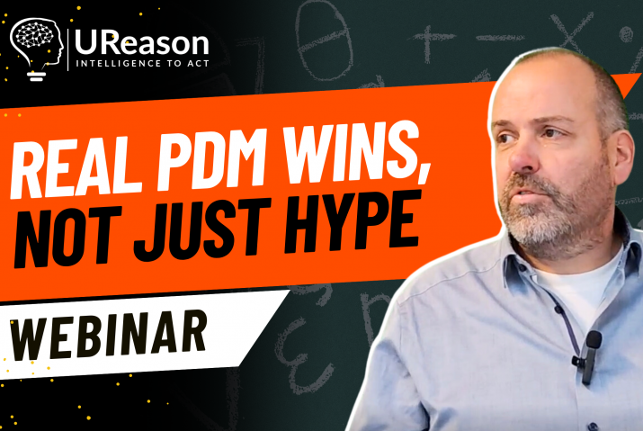 Webinar thumbnail with speaker and text “Real PdM Wins, Not Just Hype” — uncovering the myth of predictive maintenance.