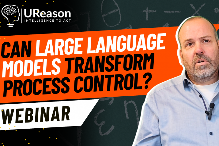 Webinar thumbnail with speaker and title “Can Large Language Models Transform Process Control?” — LLMs in manufacturing.