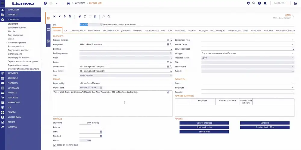 Ultimo and UReason Close the Loop From Asset Data to Automatic Work Order Generation Ultimo Software with soft sensors
