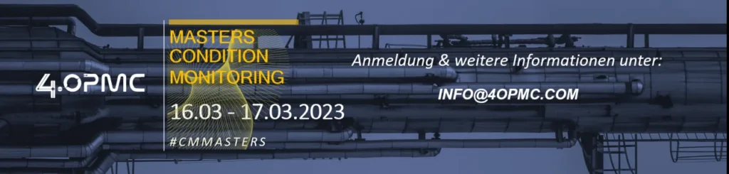 Event banner for Masters Condition Monitoring by 4.0PMC, 16 to 17 March 2023, with registration details at info@40pmc.com.