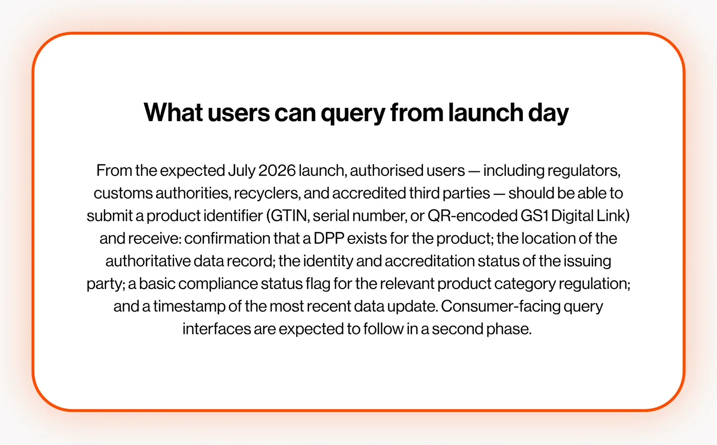 Where’s the Shelf? The Search for a Central DPP Registry Where's the Shelf? The Search for a Central DPP Registry — The July 2026 Launch: What to Expect (figure 6)