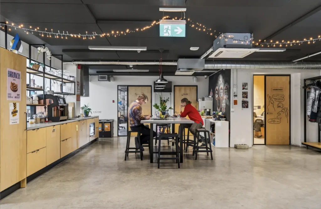 Shared kitchen at Lift99 Telliskivi, Tallinn