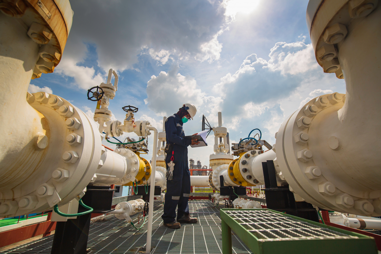 Engineer checking condition of assets on plant