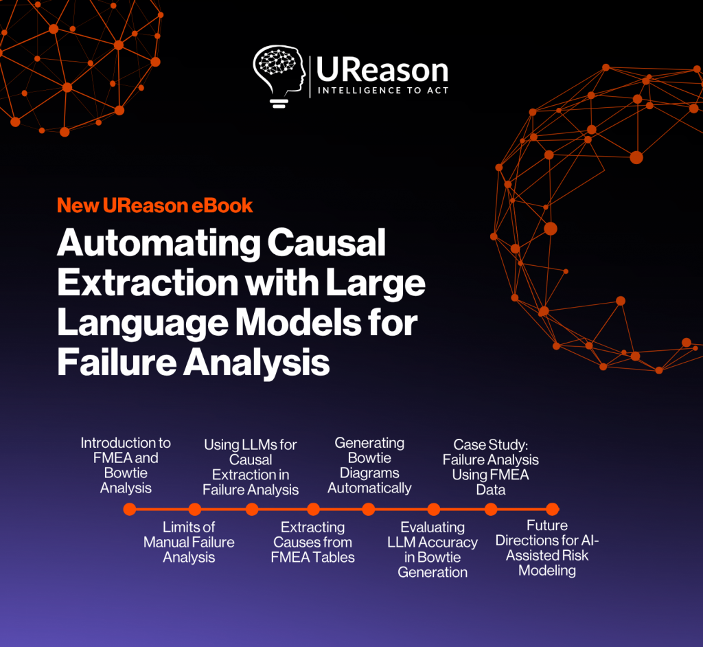 UReason ebook on automating causal extraction from FMEA using large language models to generate Bowtie diagrams for failure analysis and risk modeling.
