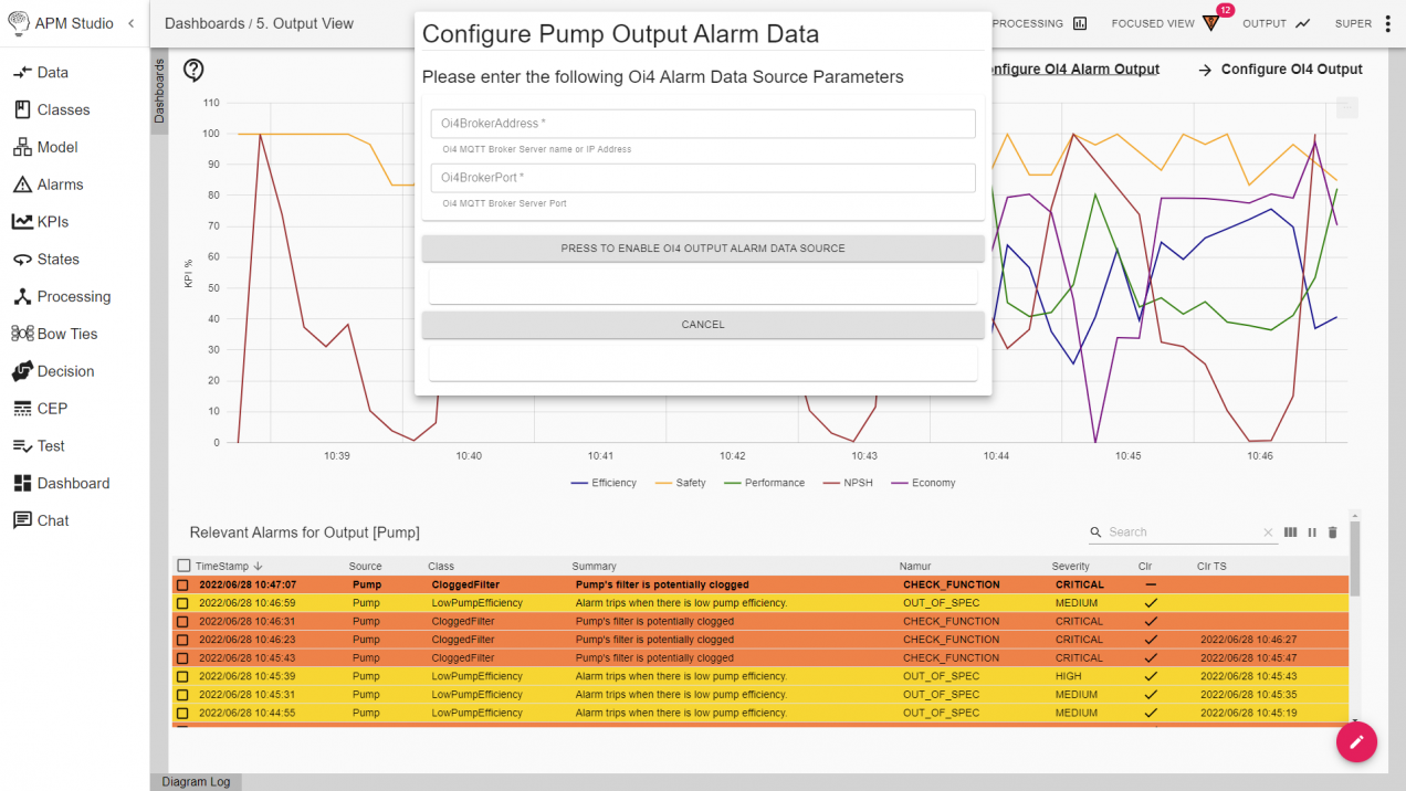 APM studio app pump performance dashboard