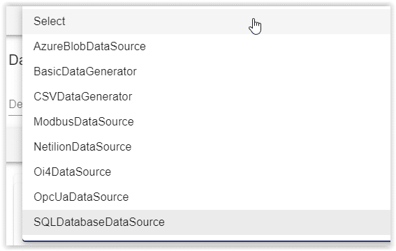 Data connection options of APM Studio.