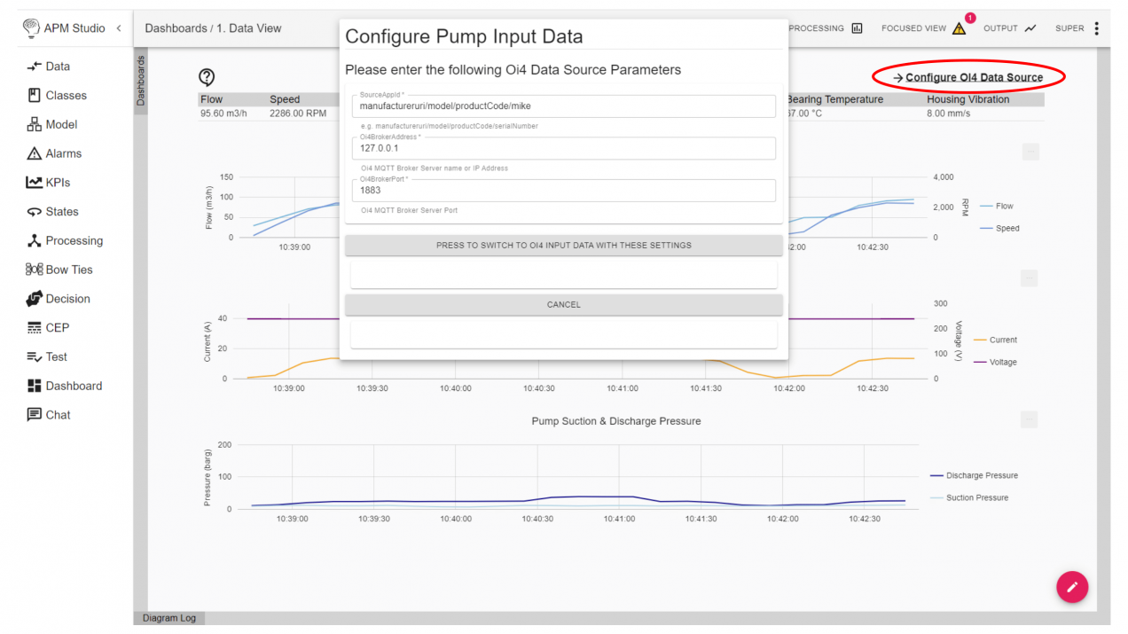 APM studio asset health data overview pump