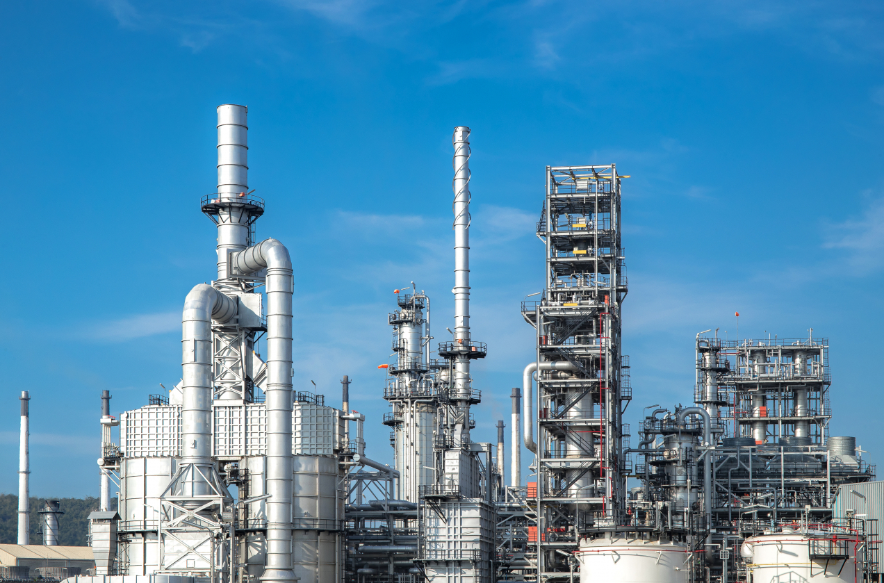 Aerial view of an oil refinery plant